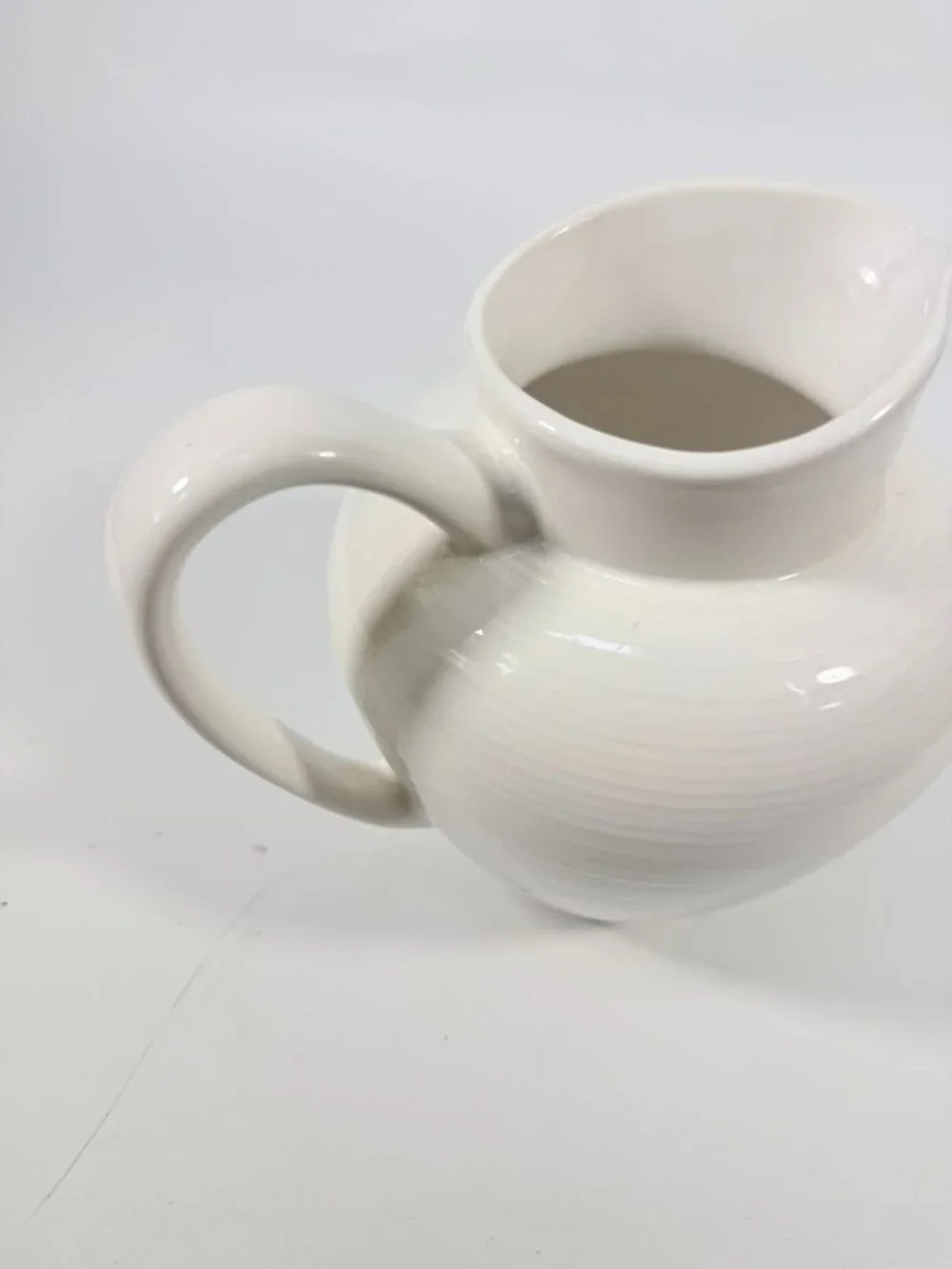 Ironstone Ceramic Pitcher White Ribbed Beehive Fapor Portugal Textured Stoneware - Picture 14 of 16